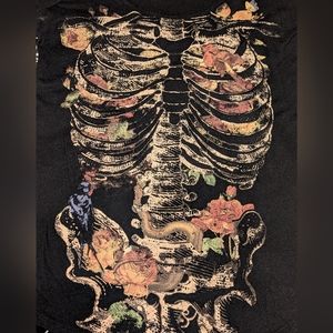 Romantic Floral Skeleton Cross-Back Top